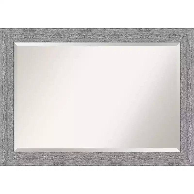 Amanti Art 41"x29" Bark Rustic Framed Wall Mirror Gray: Beveled, No Assembly Required