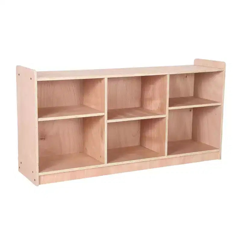 Étagère de rangement Montessori en bois, organisateur de jouets et de livres à 6 compartiments avec diviseurs réglables, bibliothèque pour enfants au fini naturel pour salles de jeux, crèches