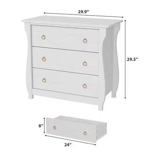 Commode en bois à 3 tiroirs avec poignées métalliques, armoire de rangement moderne pour chambre à coucher, salon, entrée