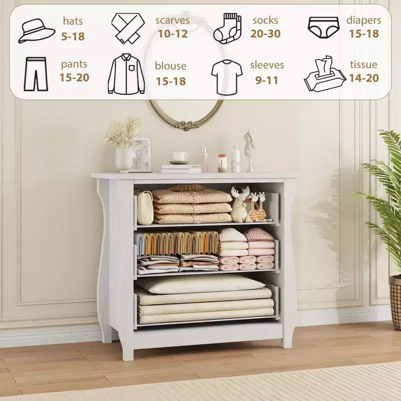 Commode en bois à 3 tiroirs avec poignées métalliques, armoire de rangement moderne pour chambre à coucher, salon, entrée