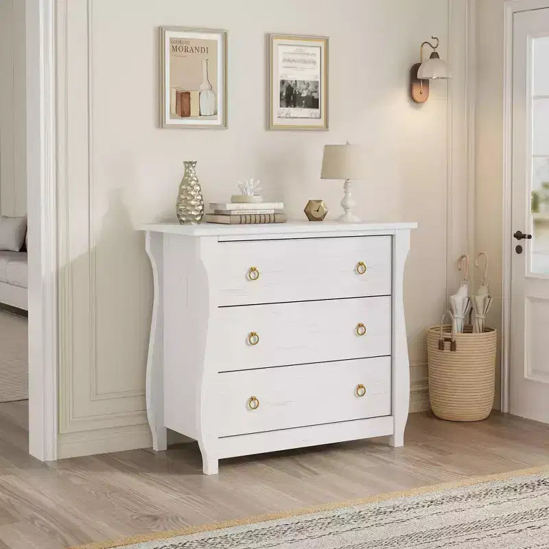 COZONY 3-Drawer Wooden Dresser with Metal Handles, Modern Storage Cabinet for Bedroom Living Room Entryway