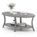 Costway Oval Coffee Table Sturdy Support Legs for Living Room Study Reception Room Gray