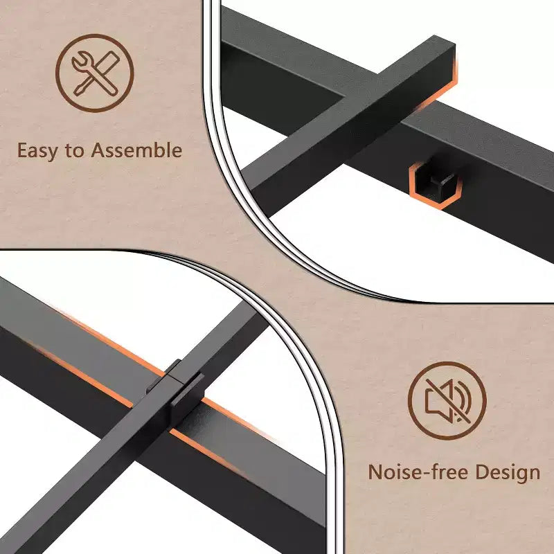 Cadre de lit plateforme moderne en métal pleine grandeur avec tête de lit de rangement, lumières LED RVB, station de charge, ports USB, pas besoin de sommier, sans bruit, lit noir
