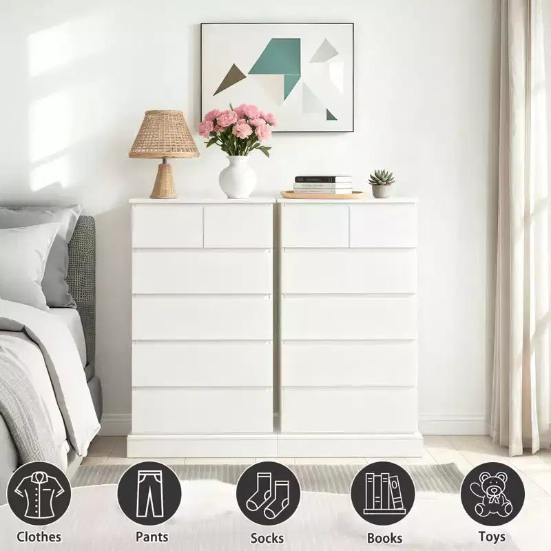 Commode haute moderne en bois de 40 pouces avec poignées dissimulées et 6 tiroirs