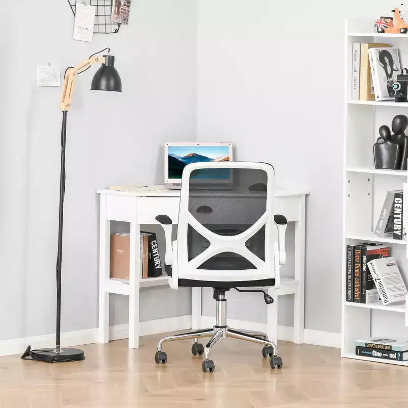 Bureau d'angle, bureau d'ordinateur triangulaire avec tiroir et étagères de rangement pour petits espaces, poste de travail de bureau à domicile pour salon ou chambre à coucher
