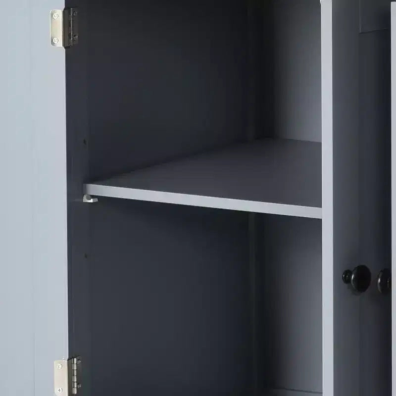 Îlot de Cuisine Roulant de 137,9 cm avec Plateau en Bois Massif et Roues Verrouillables, Meuble 4 Portes, Deux Tiroirs, Étagère à Épices et Porte-Serviettes Bleu