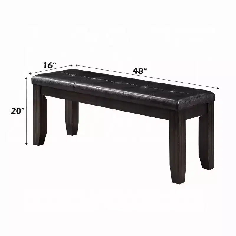 Banc en bois capitonné avec pieds biseautés, marron