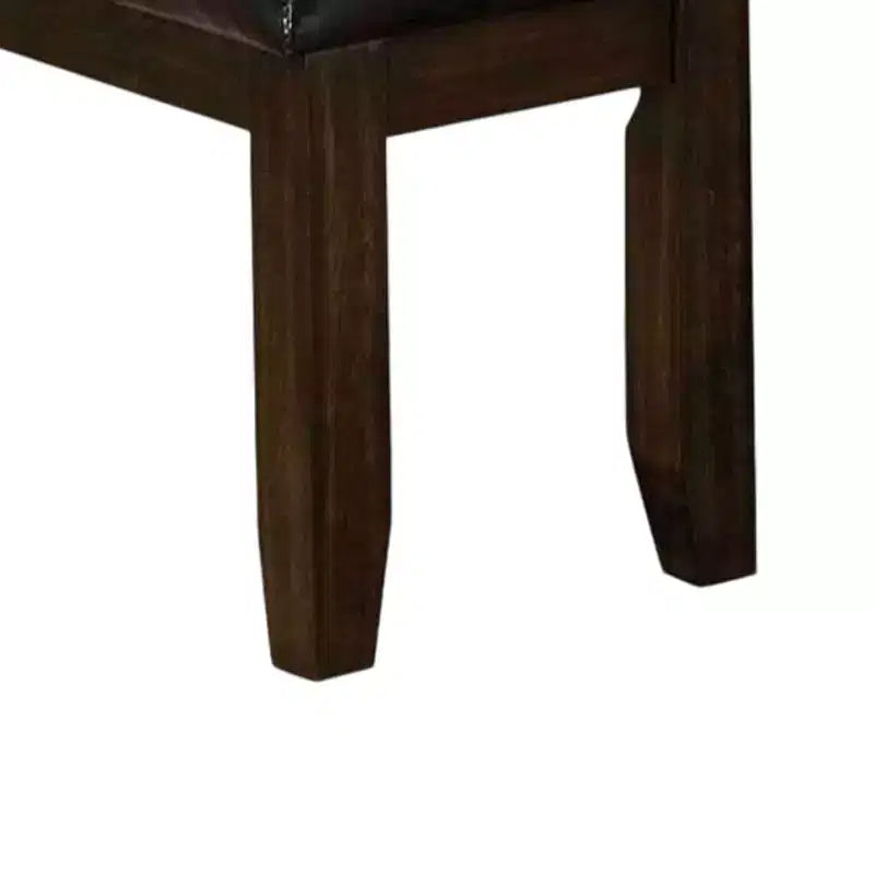 Banc en bois capitonné avec pieds biseautés, marron