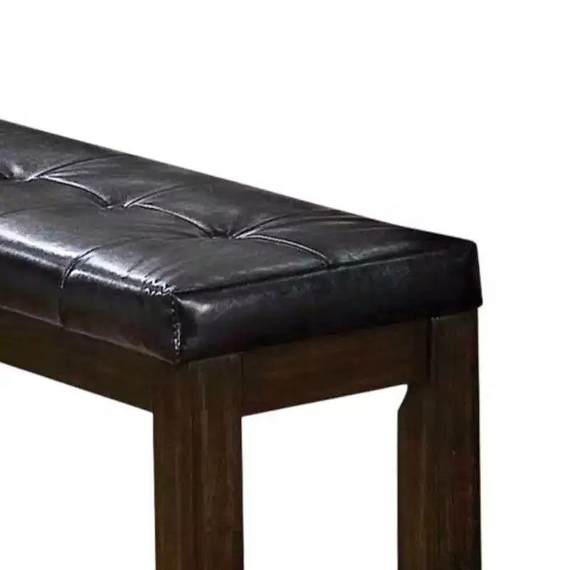 Banc en bois capitonné avec pieds biseautés, marron