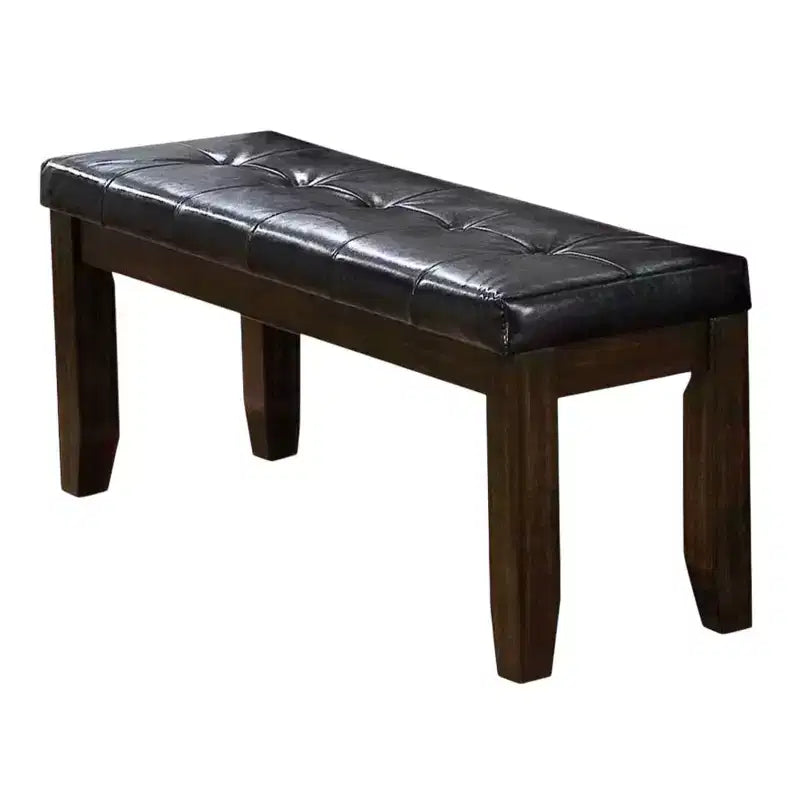 Banc en bois capitonné avec pieds biseautés, marron