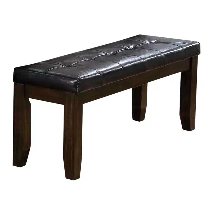 Banc en bois capitonné avec pieds biseautés, marron