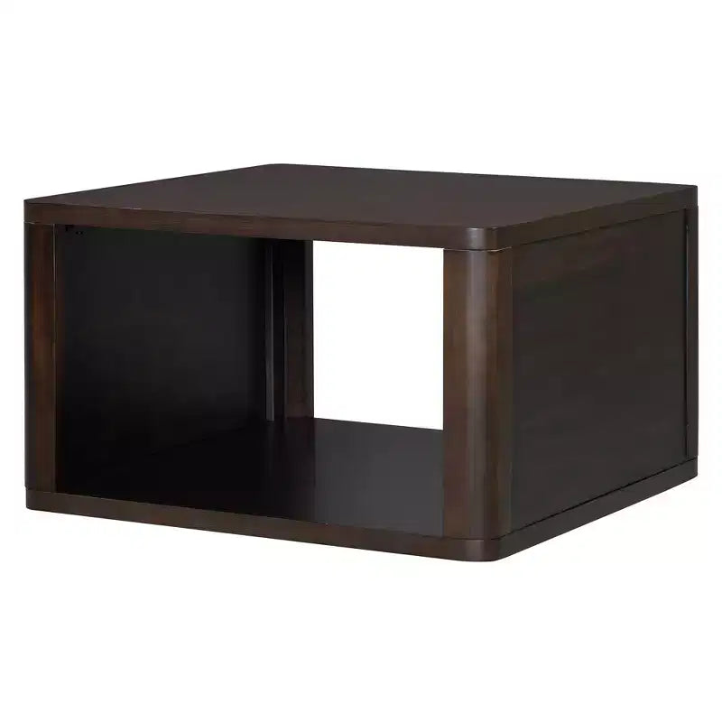 Table basse carrée en bois avec rangement, table centrale à 2 niveaux, table d'appoint avec compartiment de rangement semi-ouvert pour salon