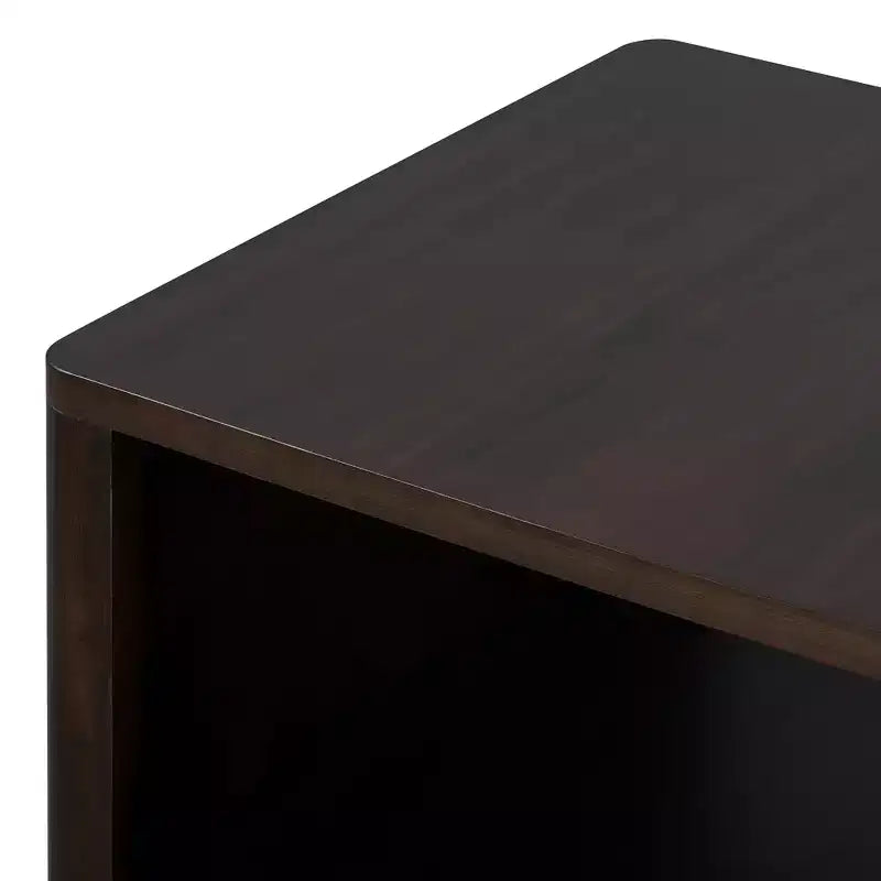 Table basse carrée en bois avec rangement, table centrale à 2 niveaux, table d'appoint avec compartiment de rangement semi-ouvert pour salon