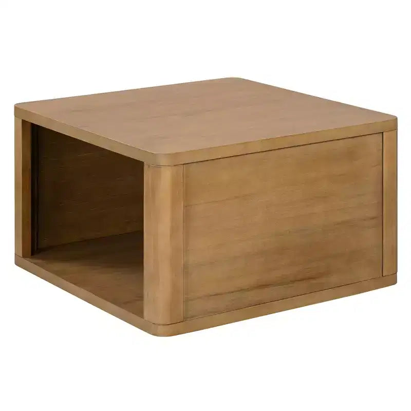 Table basse carrée en bois avec rangement, table centrale à 2 niveaux, table d'appoint avec compartiment de rangement semi-ouvert pour salon