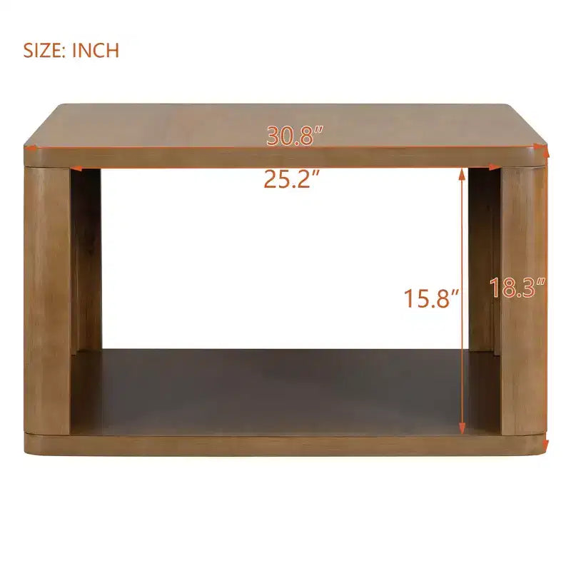 Table basse carrée en bois avec rangement, table centrale à 2 niveaux, table d'appoint avec compartiment de rangement semi-ouvert pour salon