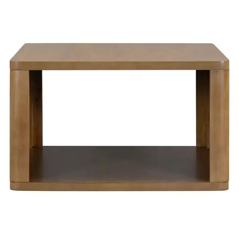 Table basse carrée en bois avec rangement, table centrale à 2 niveaux, table d'appoint avec compartiment de rangement semi-ouvert pour salon