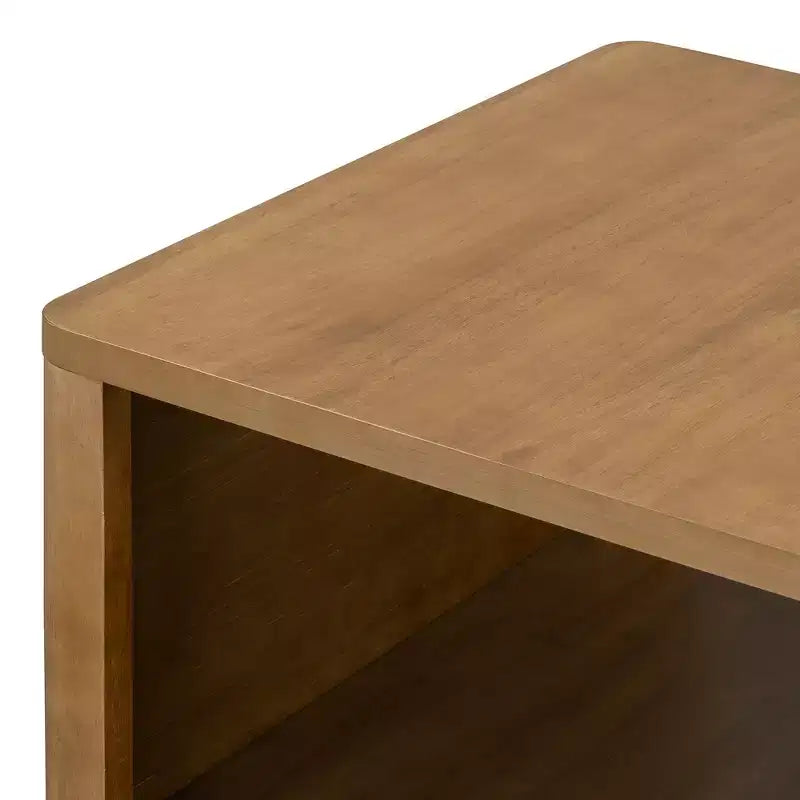 Table basse carrée en bois avec rangement, table centrale à 2 niveaux, table d'appoint avec compartiment de rangement semi-ouvert pour salon
