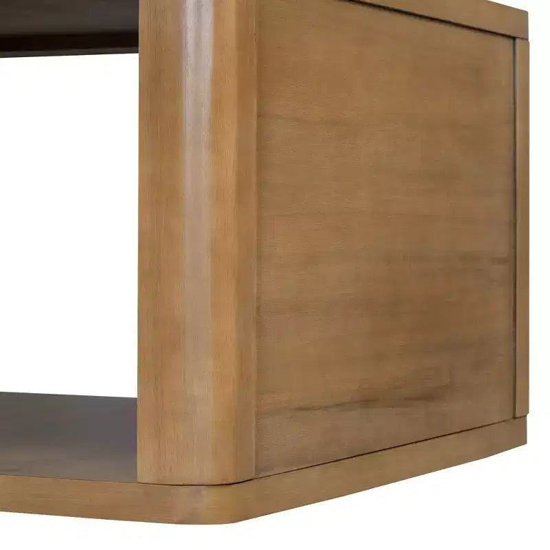 Table basse carrée en bois avec rangement, table centrale à 2 niveaux, table d'appoint avec compartiment de rangement semi-ouvert pour salon