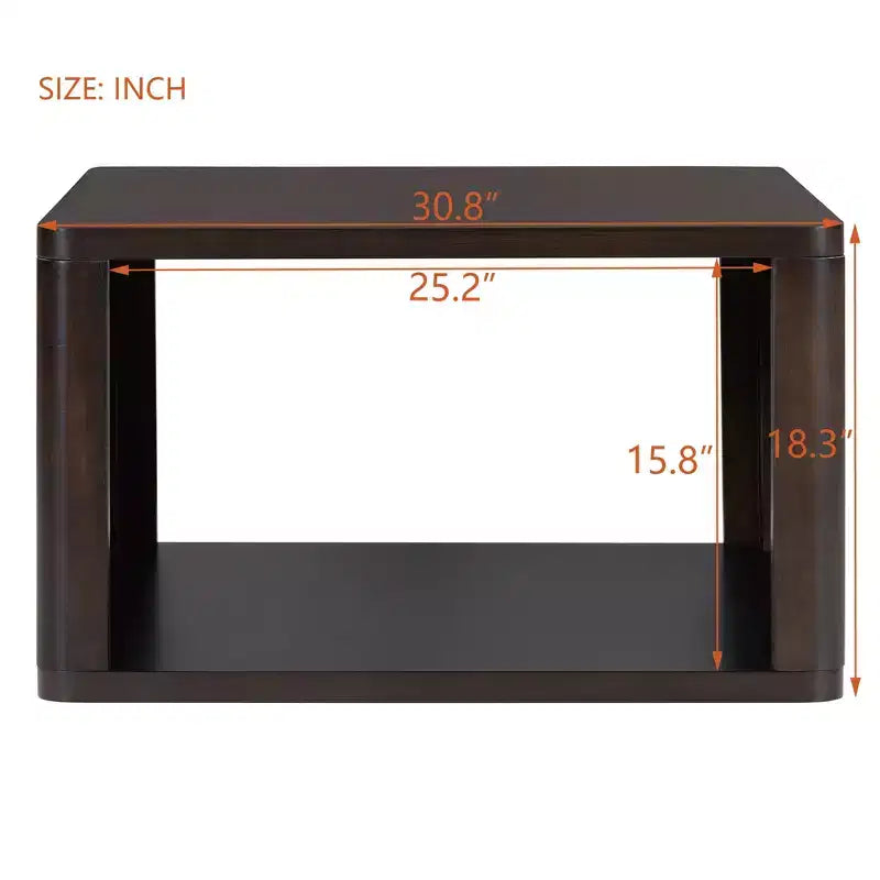 Table basse carrée en bois avec rangement, table centrale à 2 niveaux, table d'appoint avec compartiment de rangement semi-ouvert pour salon