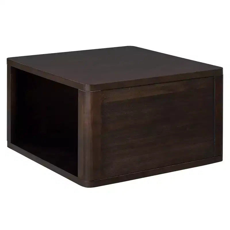 Table basse carrée en bois avec rangement, table centrale à 2 niveaux, table d'appoint avec compartiment de rangement semi-ouvert pour salon