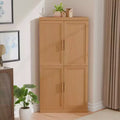 MAYEERTY Modern Solid Wood 4 Doors Corner Storage Cabinet Efficient Storage for Home Cornei Libing Room Beige 2 Piece