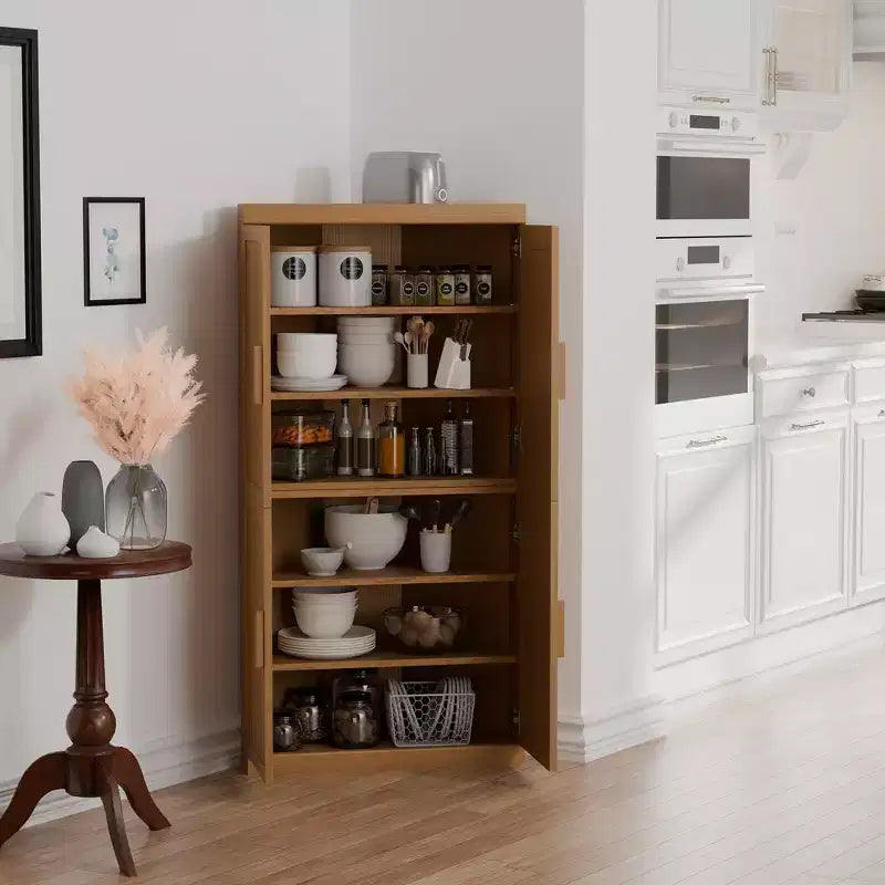 Meuble d'angle de rangement moderne en bois massif à 4 portes Rangement efficace pour coin de maison/salon Beige 2 pièces