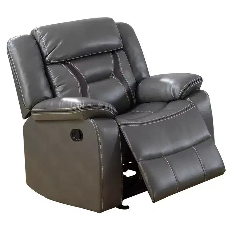 Fauteuil inclinable en similicuir de 37 pouces avec accoudoirs rembourrés, gris