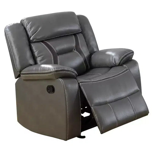 Fauteuil inclinable en similicuir de 37 pouces avec accoudoirs rembourrés, gris