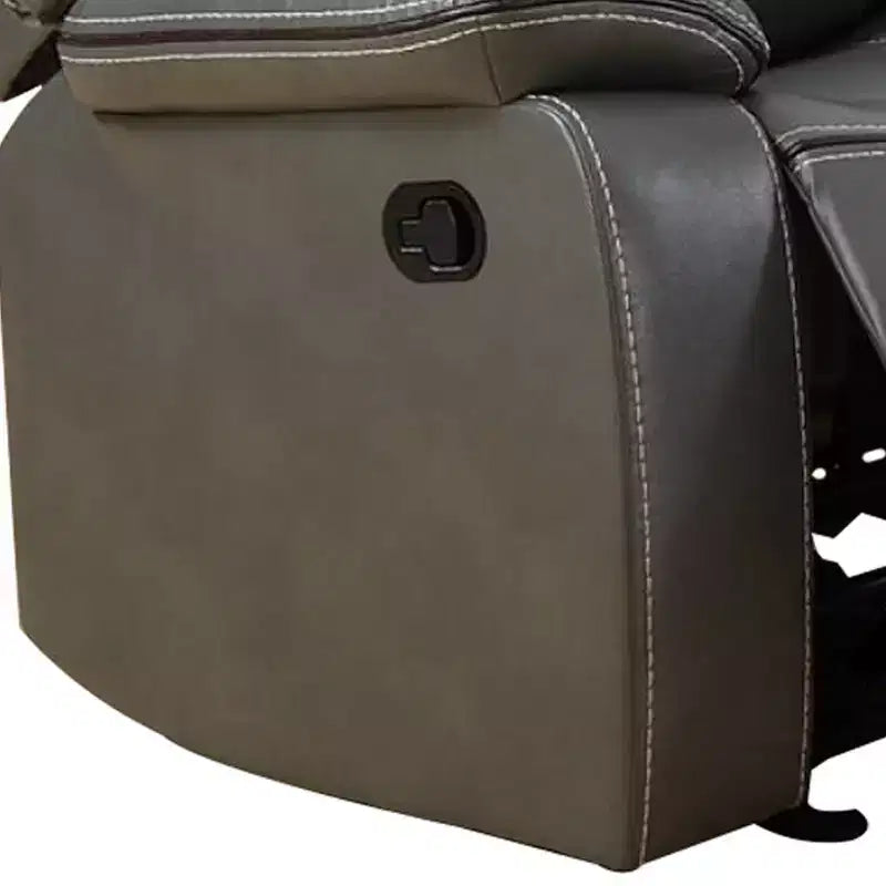 Fauteuil inclinable en similicuir de 37 pouces avec accoudoirs rembourrés, gris
