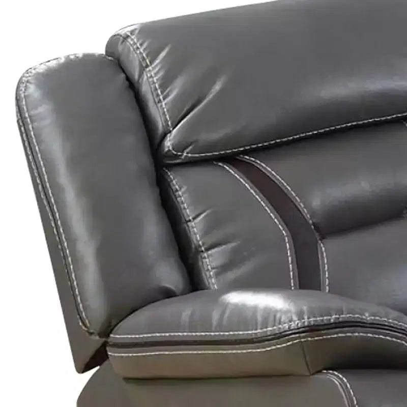 Fauteuil inclinable en similicuir de 37 pouces avec accoudoirs rembourrés, gris