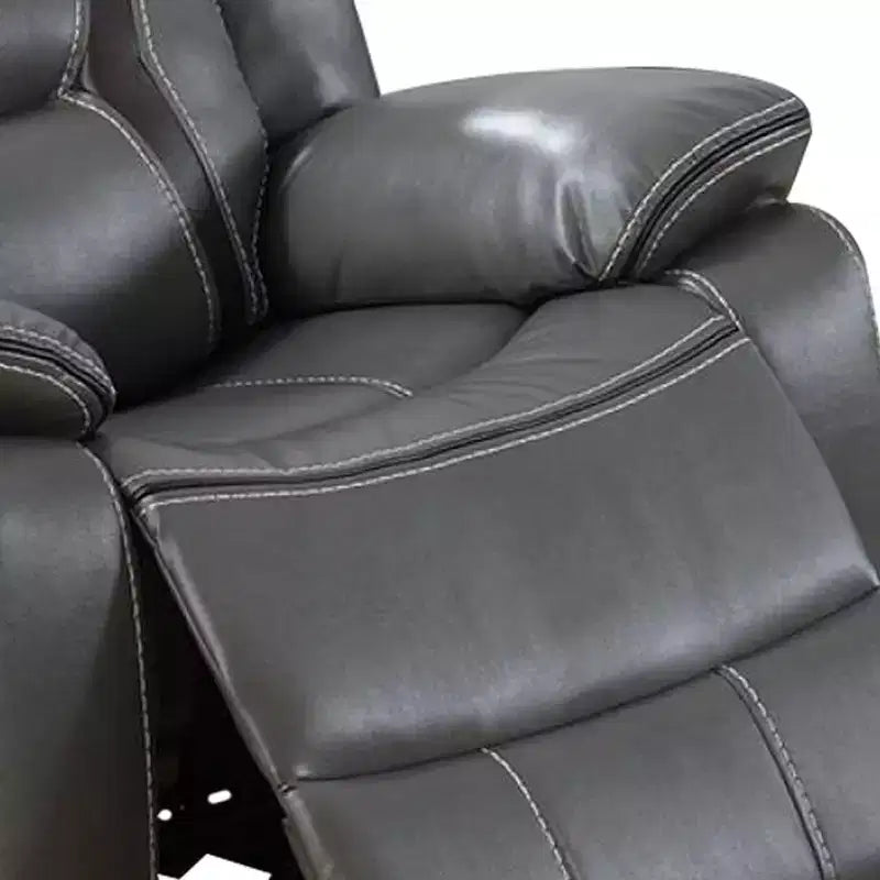 Fauteuil inclinable en similicuir de 37 pouces avec accoudoirs rembourrés, gris
