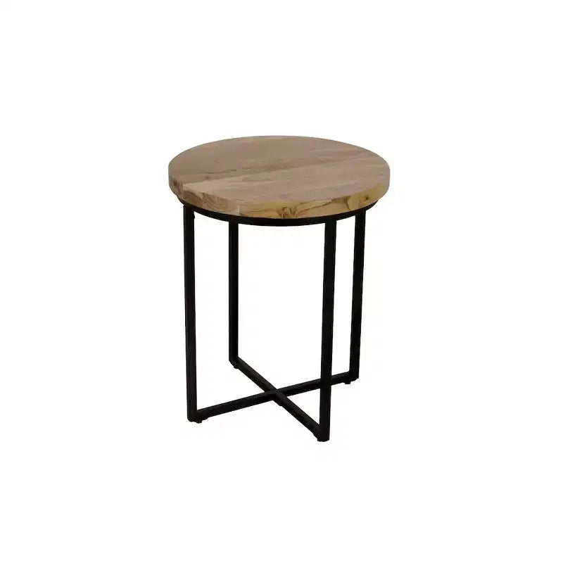 Table d'appoint ronde moderne en bois massif de 20 pouces