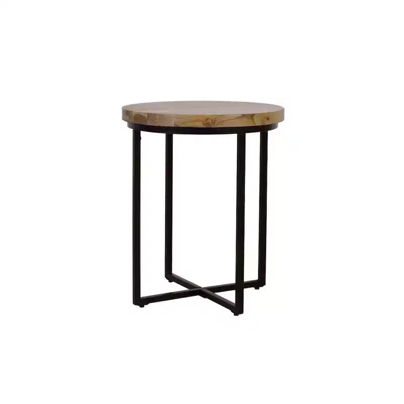 Table d'appoint ronde moderne en bois massif de 20 pouces