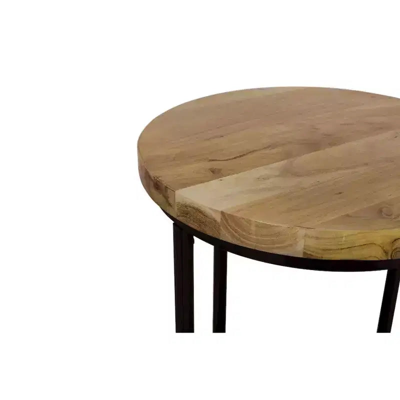 Table d'appoint ronde moderne en bois massif de 20 pouces