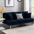 Royal Hampton Sofa with Tufted Padded Seating and Metal Legs, Blue