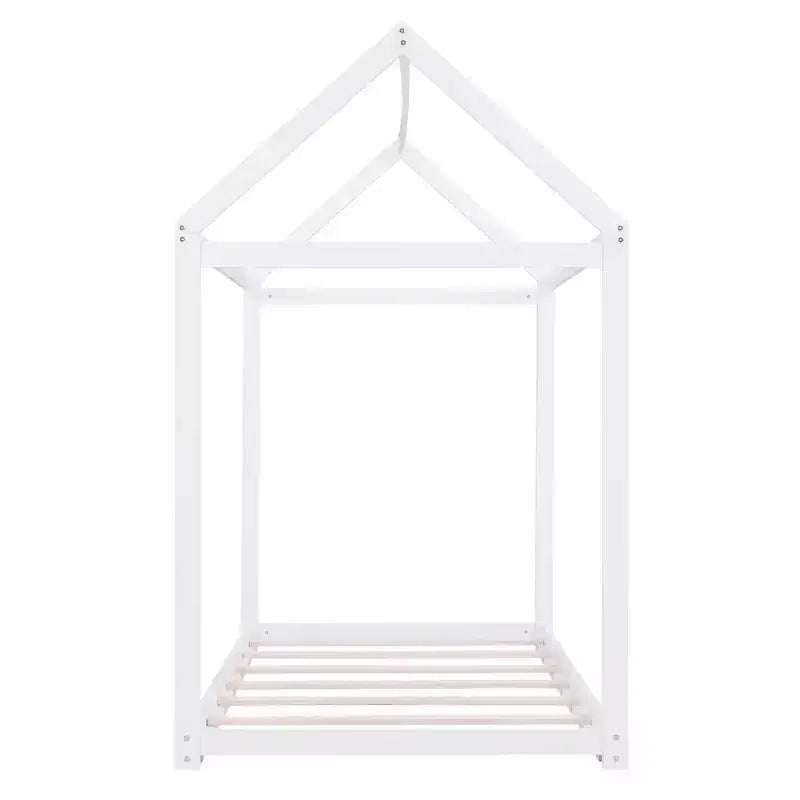 Lit de maison en bois pour enfants avec toit – Montage facile, pas besoin de sommier tapissier