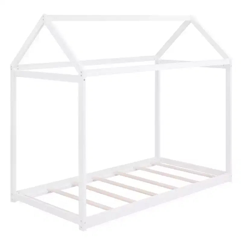 Lit de maison en bois pour enfants avec toit – Montage facile, pas besoin de sommier tapissier