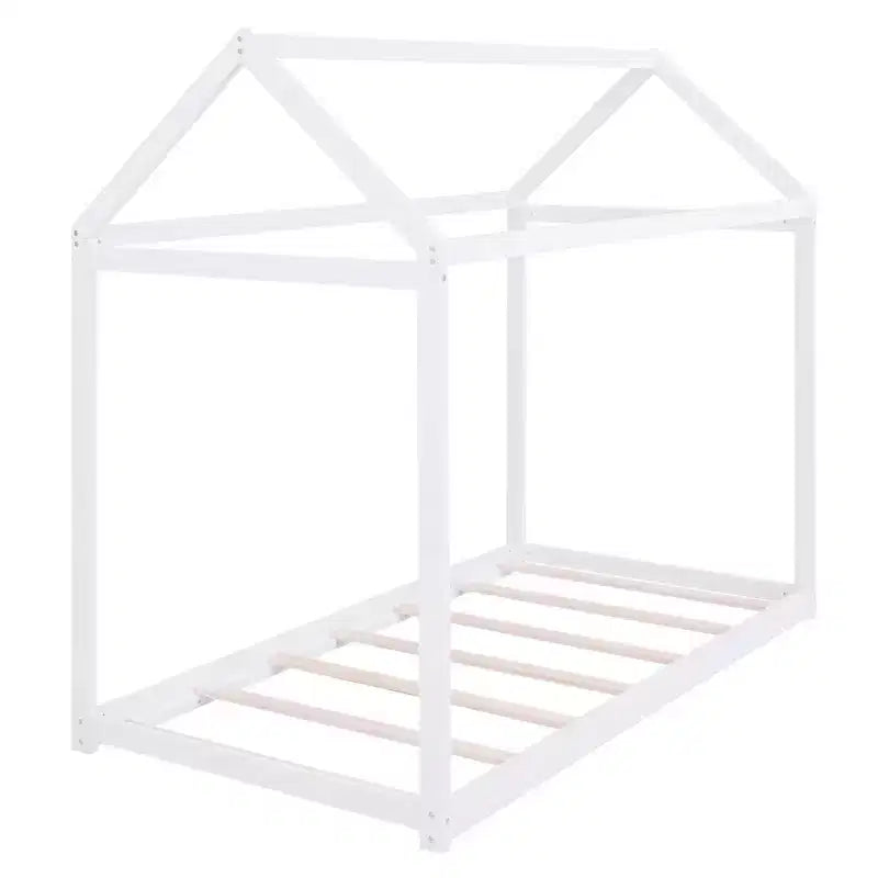 Lit de maison en bois pour enfants avec toit – Montage facile, pas besoin de sommier tapissier