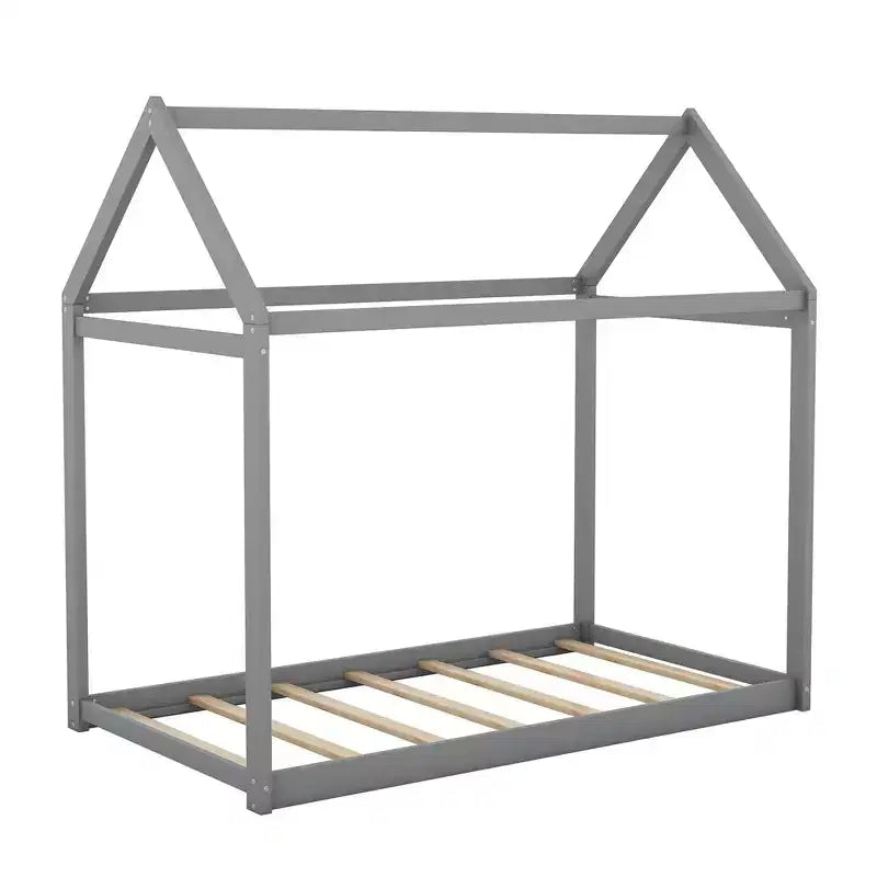 Lit de maison en bois pour enfants avec toit – Montage facile, pas besoin de sommier tapissier