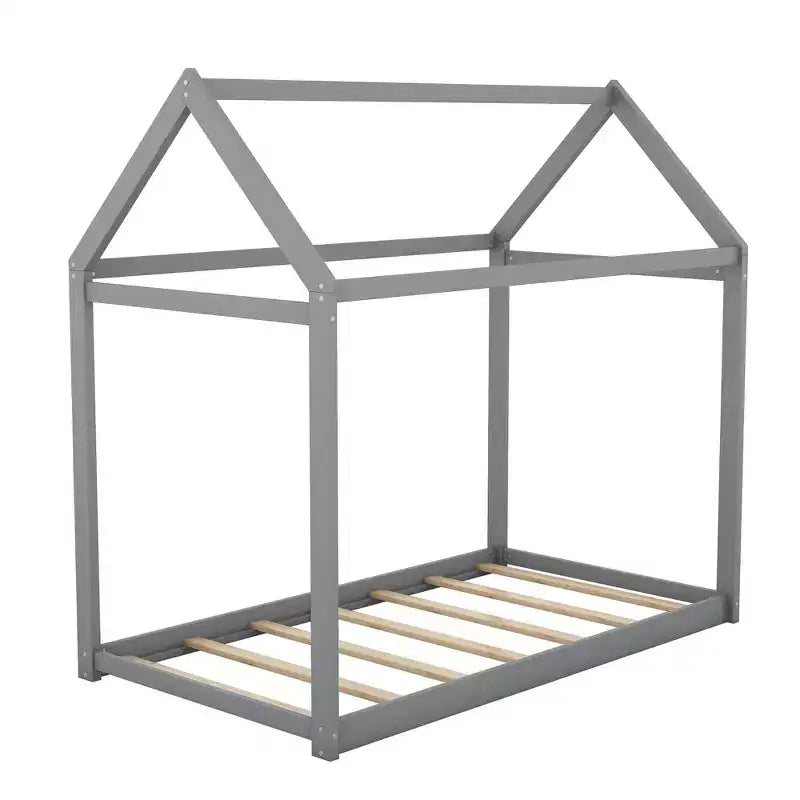 Lit de maison en bois pour enfants avec toit – Montage facile, pas besoin de sommier tapissier