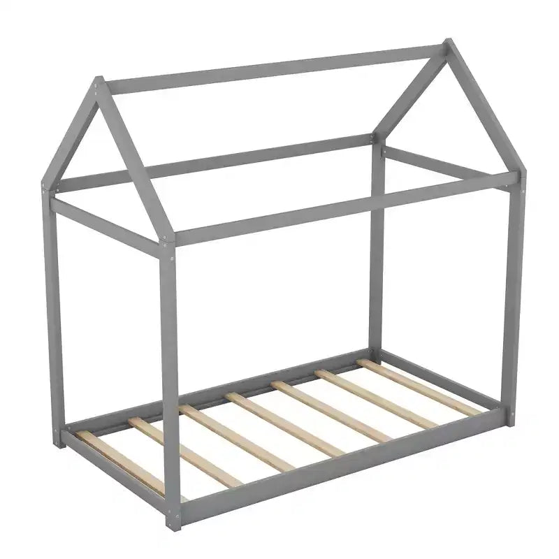 Lit de maison en bois pour enfants avec toit – Montage facile, pas besoin de sommier tapissier