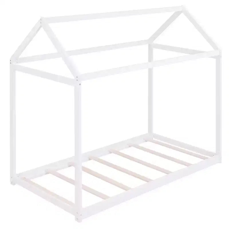 Lit de maison en bois pour enfants avec toit – Montage facile, pas besoin de sommier tapissier