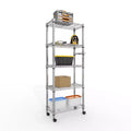 Acekool 5 Tier Metal Storage Shelves with Wheels, 1100 LBS Adjustable Wire Shelving Rack with Side Handle and Locking Wheels, Silver