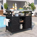 TUYOHW Outdoor Kitchen Island with Stainless Steel Top,Mobile Grill Prep Table with Spice Rack,Towel Rack,Storage Cabinet for Kitchen & BBQ
