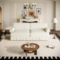 MAYEERTY 74 Luxuriously Comfortable 3 Seater Cloud Couch, Oxford Fabric Sofa with Rolled Arms & Pleated Skirt Design Beige