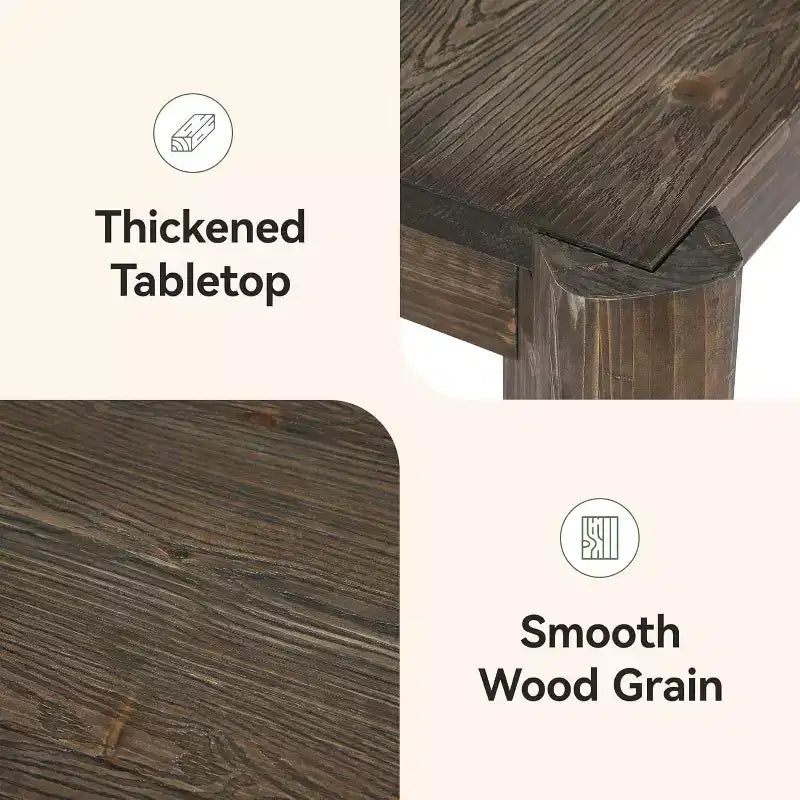 Table à manger en bois massif de 63 pouces pour 6 personnes, table de cuisine de style ferme avec pieds robustes pour salle à manger, montage facile