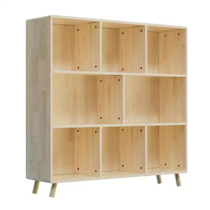 Meuble de rangement en pin à 8 compartiments, organisateur à étagères fixes de 44L x 44H pour livres/jouets/décoration intérieure, bibliothèque moderne en bois
