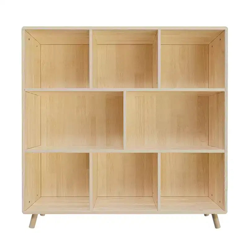 Meuble de rangement en pin à 8 compartiments, organisateur à étagères fixes de 44L x 44H pour livres/jouets/décoration intérieure, bibliothèque moderne en bois
