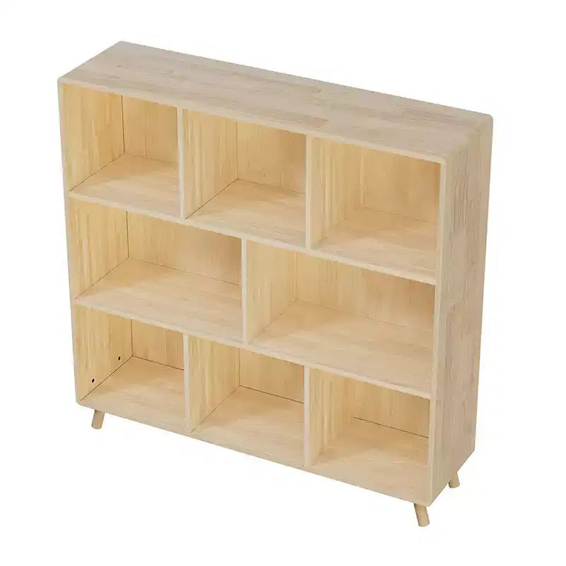 Meuble de rangement en pin à 8 compartiments, organisateur à étagères fixes de 44L x 44H pour livres/jouets/décoration intérieure, bibliothèque moderne en bois