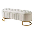 Okak Elegent Upholstered Storage Bench with Button-Tufted, Entryway Bench with Metal Legs, Easy-Assemble End Of Bed Bench for Bedroom